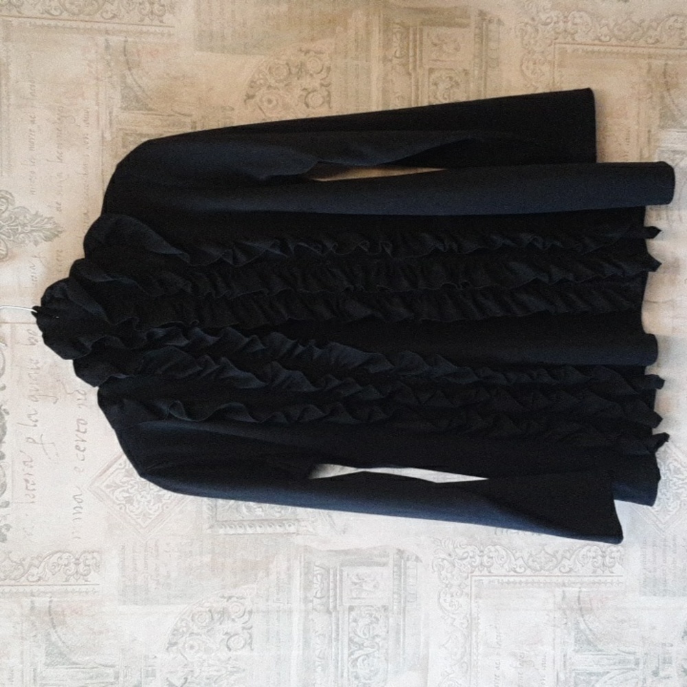 Fever Open Front Ruffle Trim Cardigan